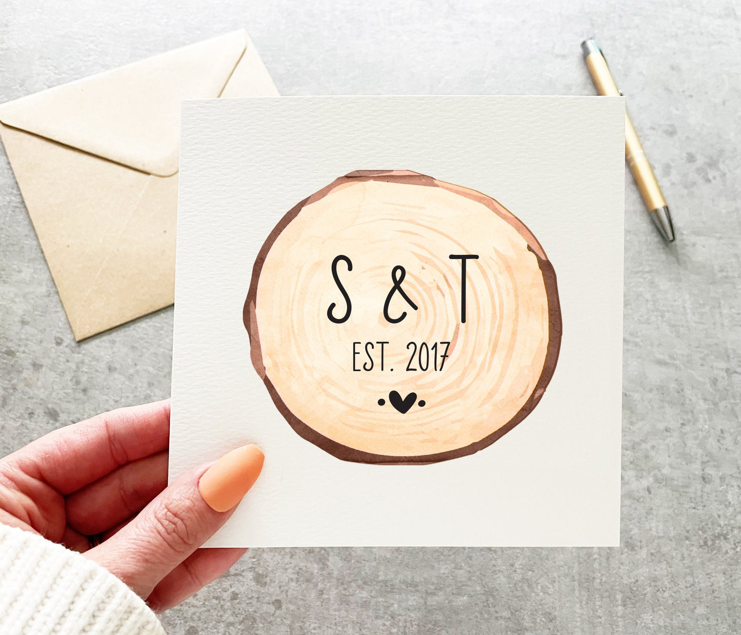 Wood Slice Anniversary Card