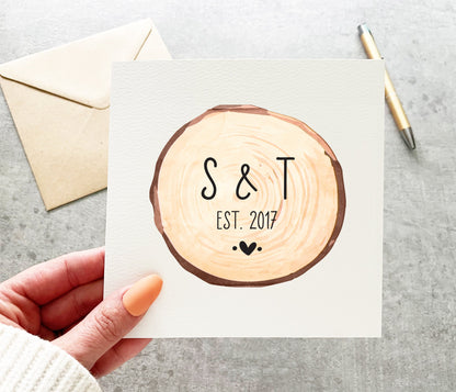 Wood Slice Anniversary Card