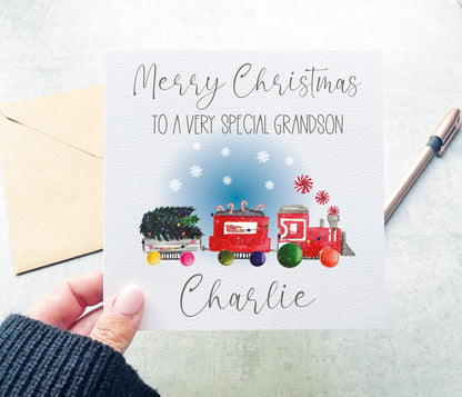 Grandson Train Christmas Card