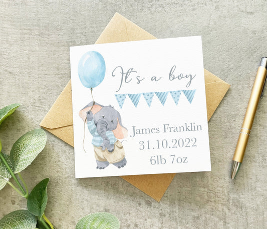 Elephant It's A Boy Card