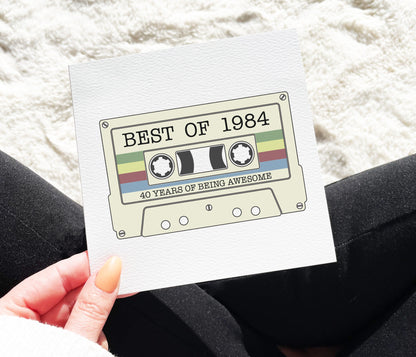 Retro Cassette 40th Card