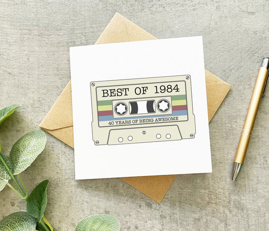 Retro Cassette 40th Card