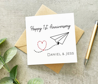 Paper Plane Anniversary Card