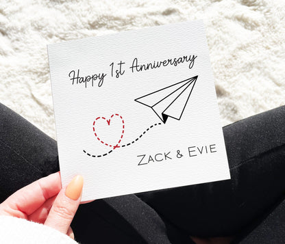 Paper Plane Anniversary Card