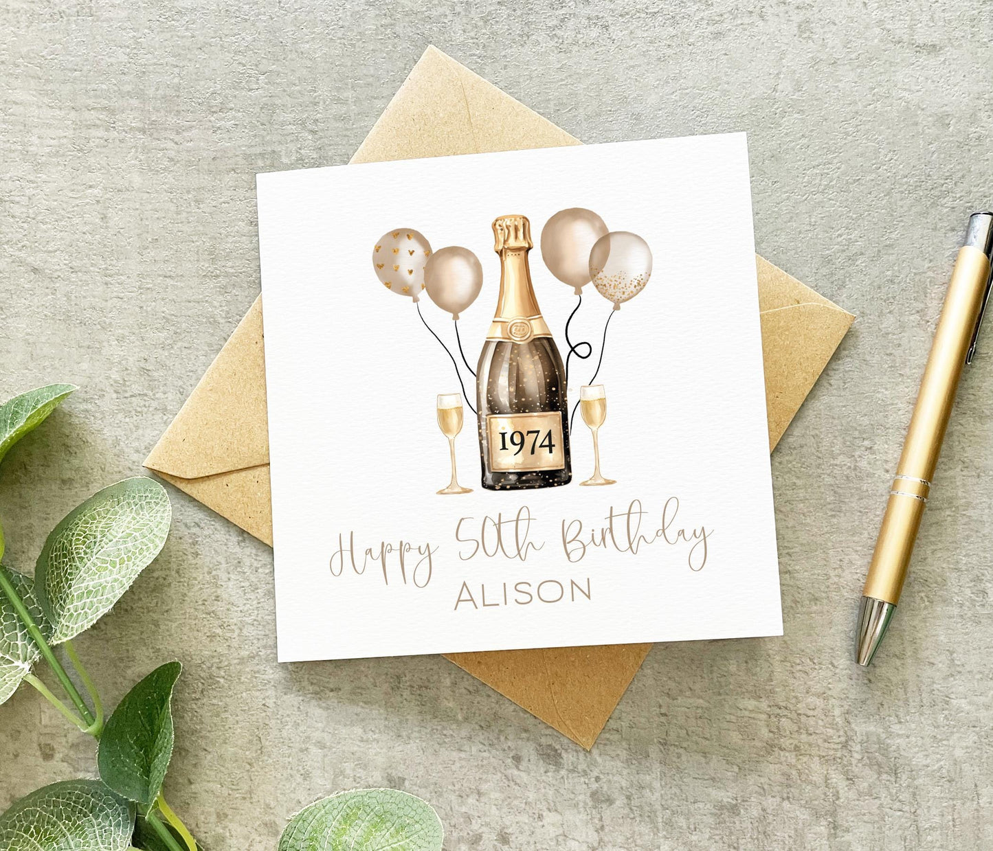 50th Champagne Card