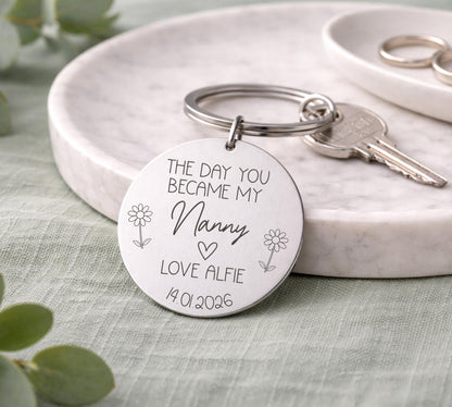 The Day You Became My Mummy, Personalised Silver Mummy Keyring, Keychain For New Mum
