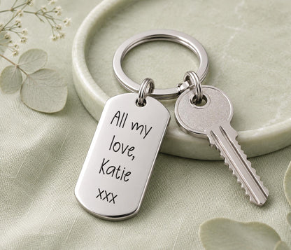 Personalised You're Steel The One Keyring, Silver Engraved Keychain For Steel Anniversary, 11 Years