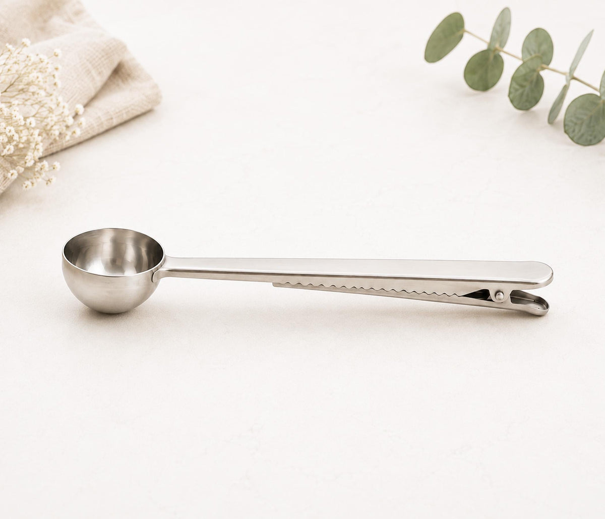 Personalised Name coffee Spoon & Clip, Engraved Silver Measuring Scoop For Coffee, Coffee Gift Set