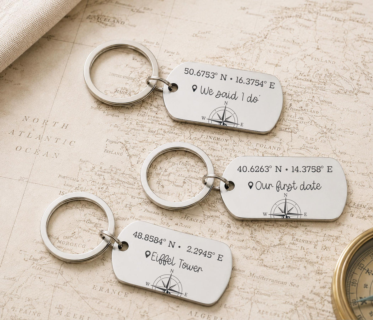 Personalised Coordinates Keyring, Special Place Keepsake, Memorial Keychain, Engagement, First Home, Wedding