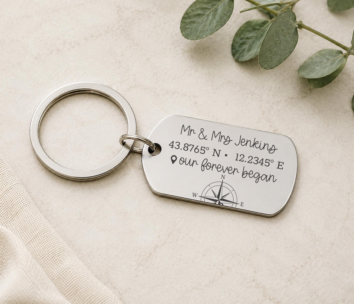 11 Year Steel Anniversary Gift, Coordinates Keyring, Special Place Keepsake, 11th Wedding Anniversary