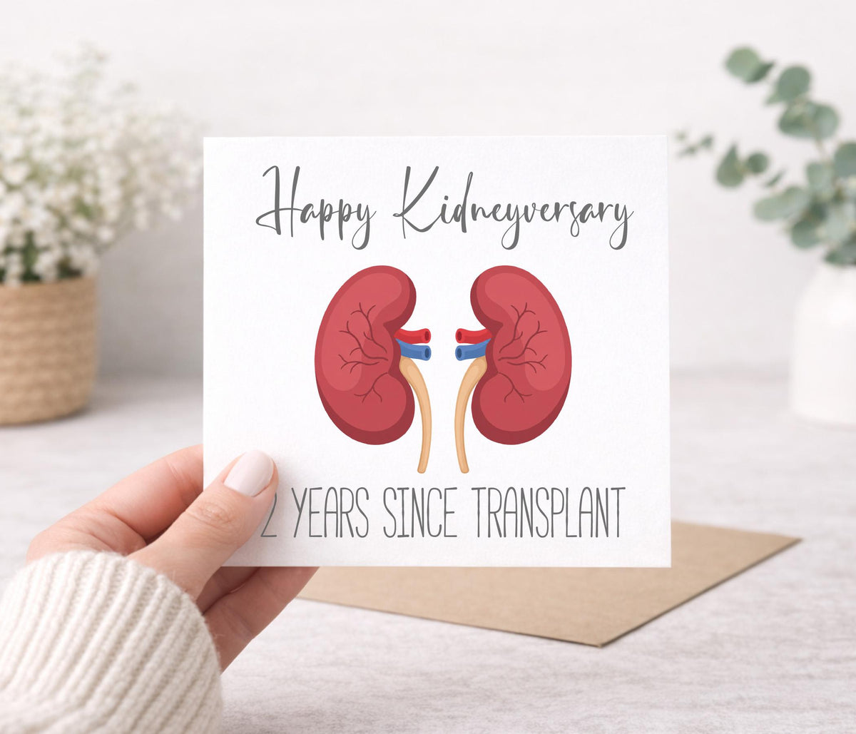Personalised Kidneyversary Card, Kidney Transplant, New Kidneys, Kidney Surgery, Kidney Donation