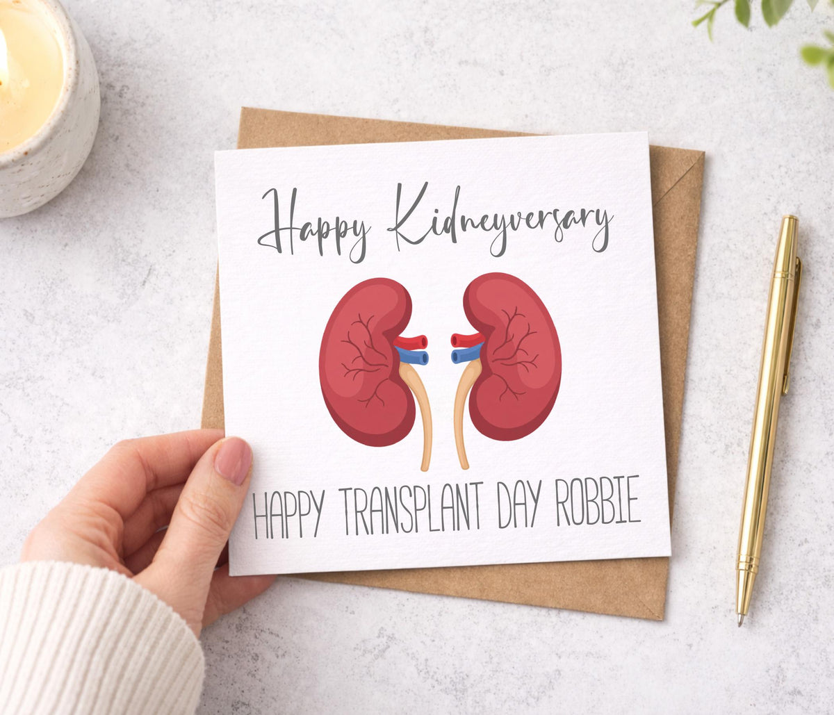 Personalised Kidneyversary Card, Kidney Transplant, New Kidneys, Kidney Surgery, Kidney Donation
