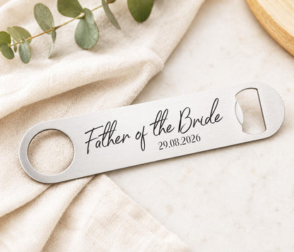 Personalised Father of the Bride Gift, Engraved Bottle Opener for Dad, Wedding Day Gift, Thank You Gift from Bride, Bar Blade
