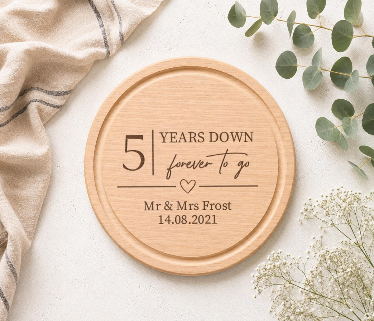 5 Years Down, Forever To Go Bottle Opener, Wood 5th Anniversary Gift, Wooden Wedding Anniversary Present,