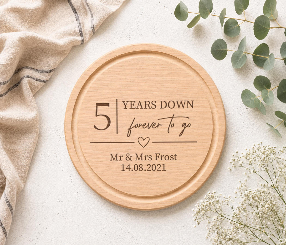 5 Years Down, Forever To Go Bottle Opener, Wood 5th Anniversary Gift, Wooden Wedding Anniversary Present,