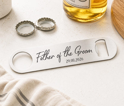 Personalised Father of the Bride Gift, Engraved Bottle Opener for Dad, Wedding Day Gift, Thank You Gift from Bride, Bar Blade