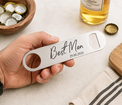 Personalised Father of the Bride Gift, Engraved Bottle Opener for Dad, Wedding Day Gift, Thank You Gift from Bride, Bar Blade