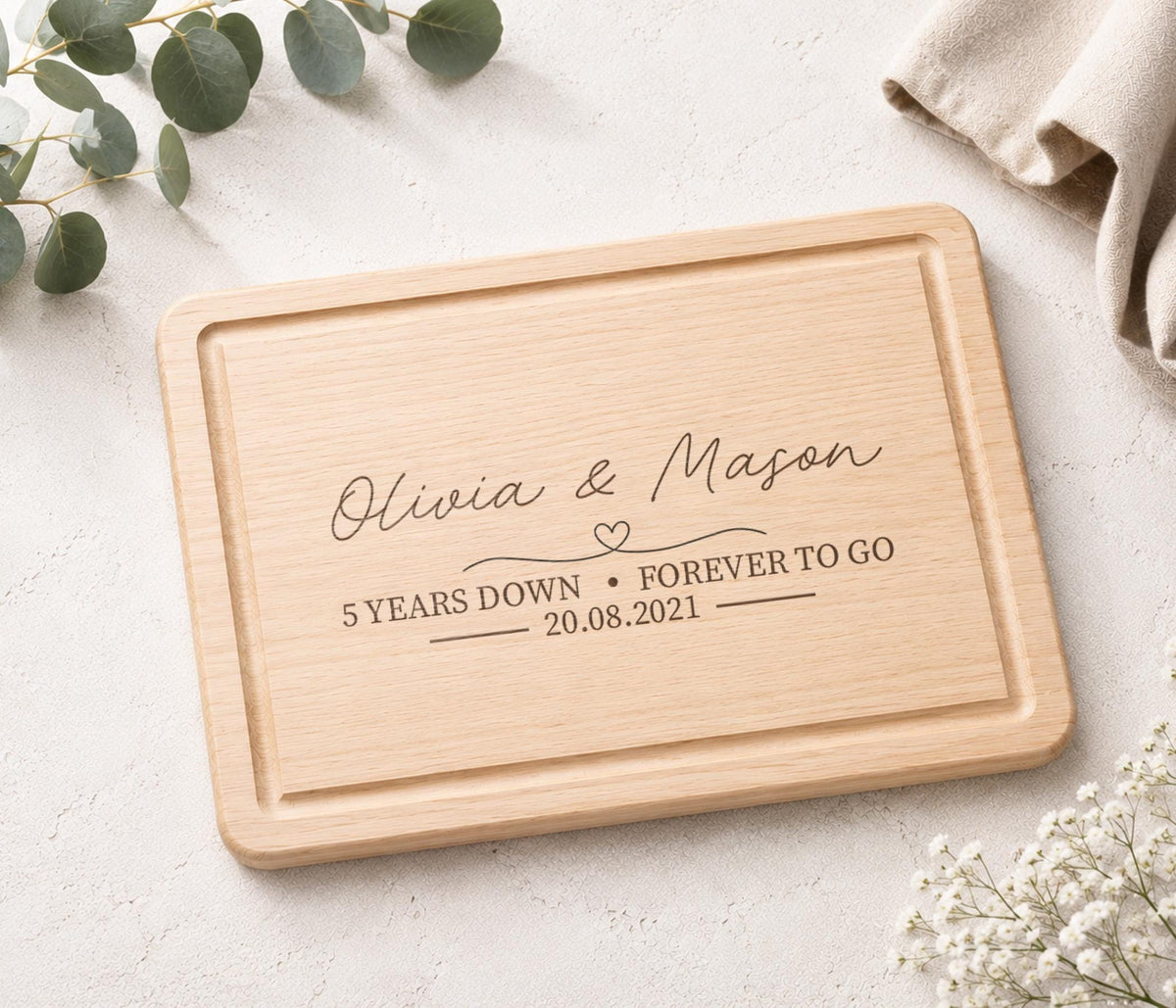 5 Years Down, Forever To Go, 5th Anniversary Chopping Board