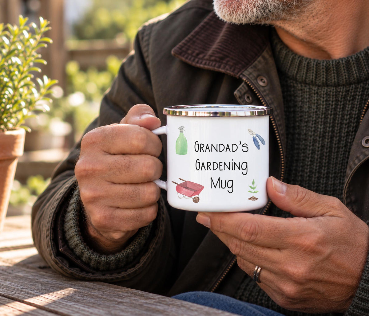 Nanny's Gardening Mug, Enamel Outdoor Mug
