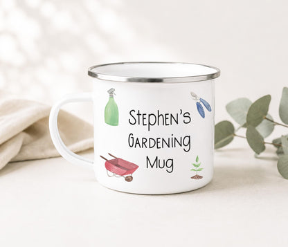 Nanny's Gardening Mug, Enamel Outdoor Mug