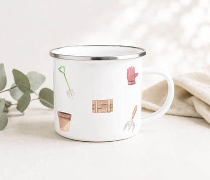 Nanny's Gardening Mug, Enamel Outdoor Mug